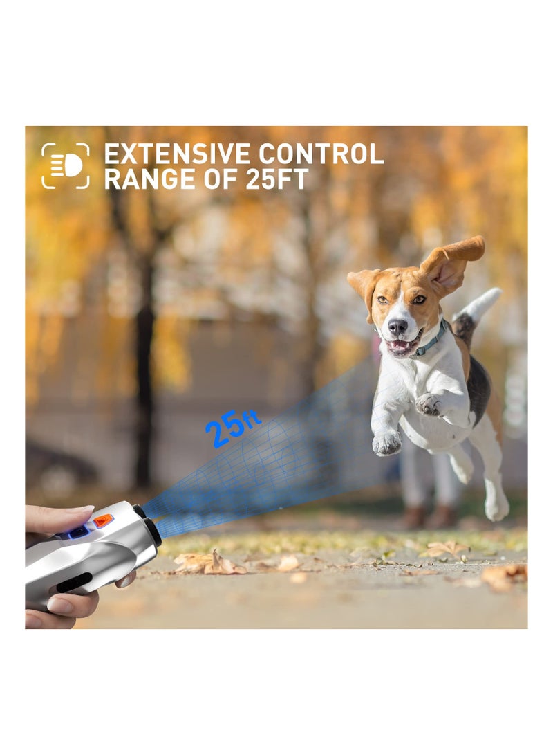 سيوسي أجهزة التحكم في نباح الكلاب، مستشعر مزدوج مع أوضاع ردع للتدريب، صافرة لإيقاف مصباح يدوي LED بالموجات فوق الصوتية، نطاق 25 قدم قابل لإعادة الشحن - Image 2