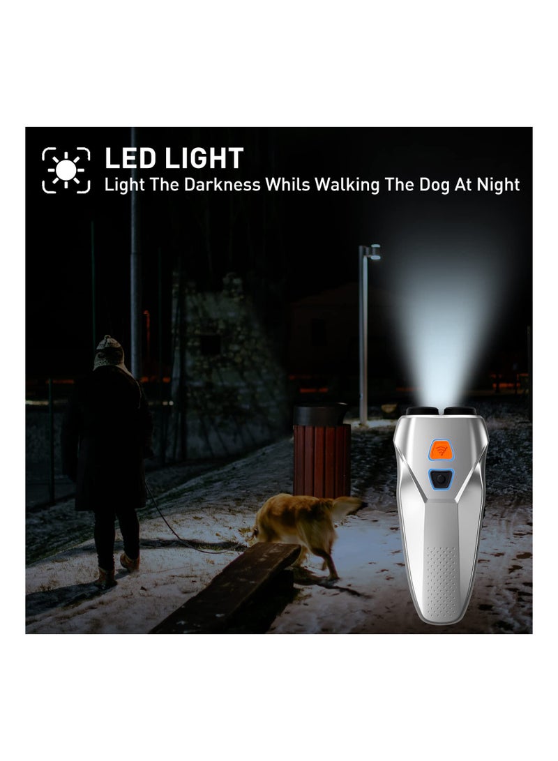 سيوسي أجهزة التحكم في نباح الكلاب، مستشعر مزدوج مع أوضاع ردع للتدريب، صافرة لإيقاف مصباح يدوي LED بالموجات فوق الصوتية، نطاق 25 قدم قابل لإعادة الشحن - Image 4
