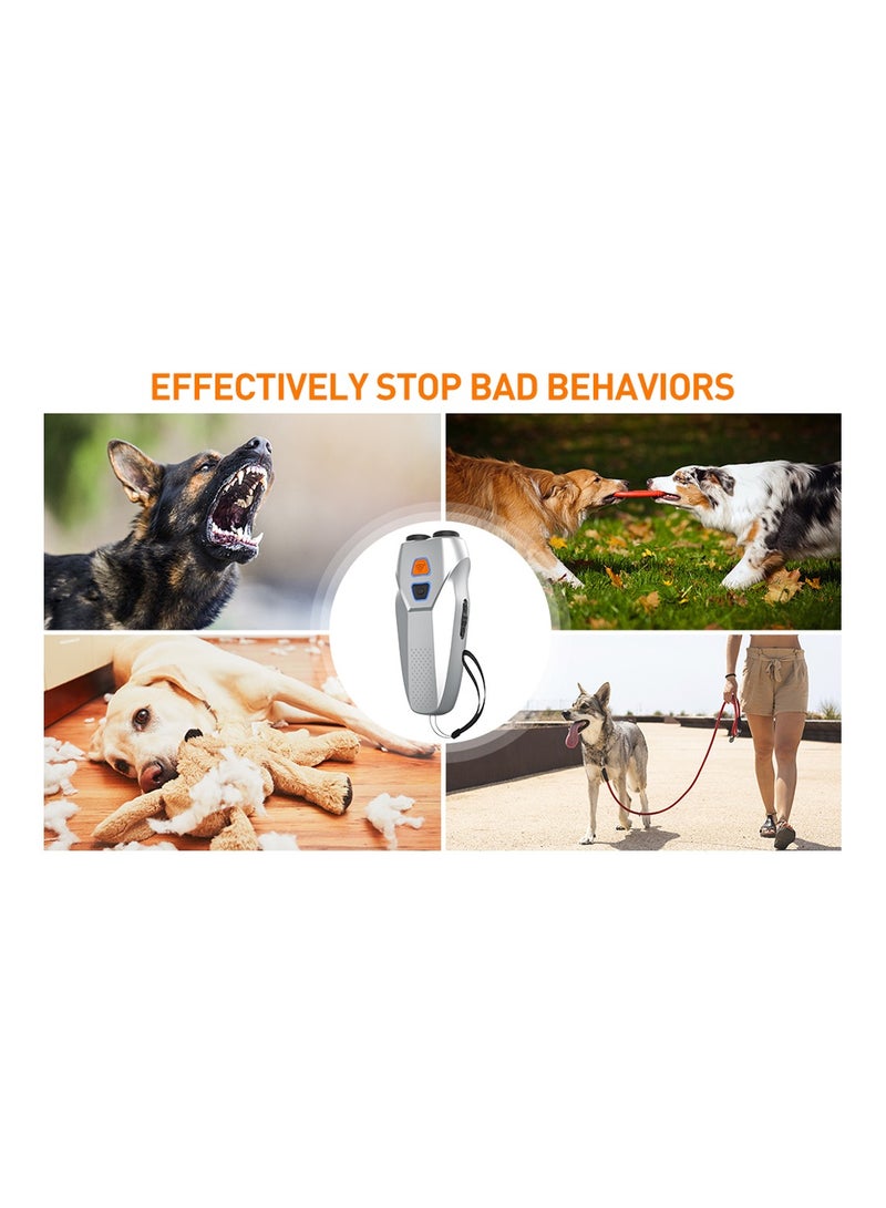 سيوسي أجهزة التحكم في نباح الكلاب، مستشعر مزدوج مع أوضاع ردع للتدريب، صافرة لإيقاف مصباح يدوي LED بالموجات فوق الصوتية، نطاق 25 قدم قابل لإعادة الشحن - Image 5