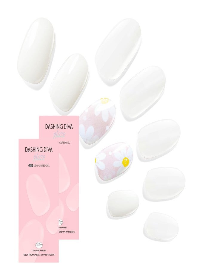 Dashing Diva Glaze Nail Strip Duo - Perfect Petals Collection - Swiss Alps & Daisy Dukes - Long Lasting, Chip Resistant, Semi-Cured Gel Nail Strips - Contains 2 Colors - Image 1