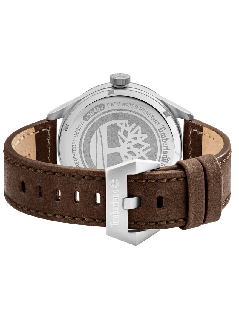 تمبرلاند ساعة رجالية بقرص أخضر وسوار جلد بني ٤٦ مم