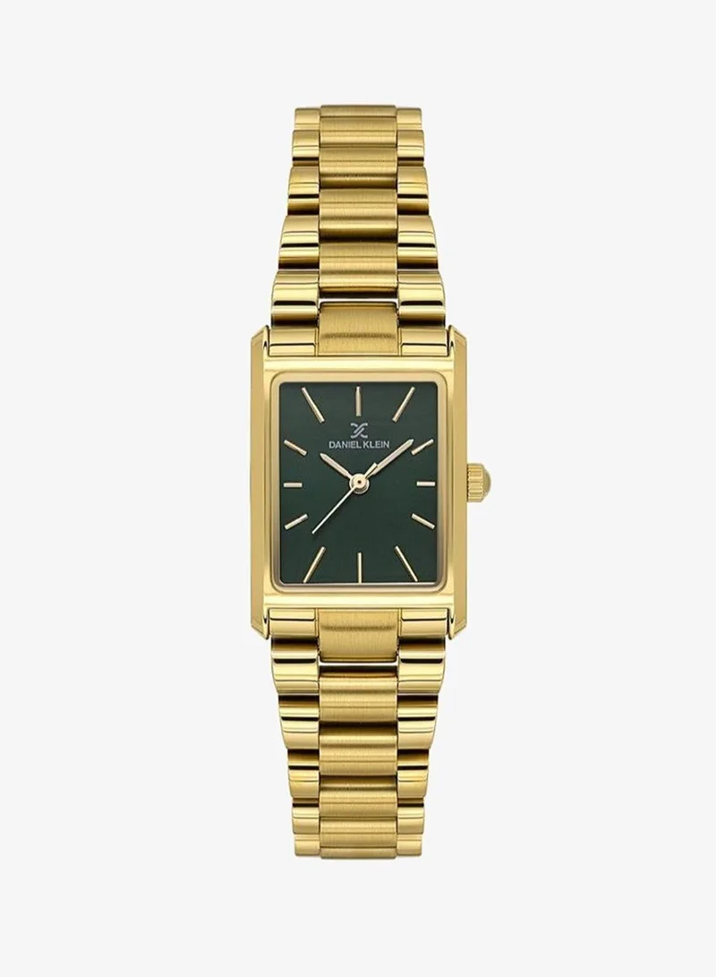 Daniel Klein Women's Stainless Steel Gold Alloy Case Analog Dark Green Round Sunray Dial Japanese Quartz Premium 30 Meters Water Resistant