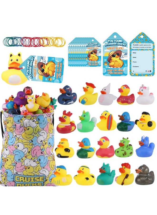 Prudiut Cruise Rubber Ducks Kits 30 Pcs Assorted Cruising Duck with 30 Cruise Ducks Tags and 40 Rubber Bands with Duck Storage Bag for Cruise Ship Hiding Essentials - Image 1