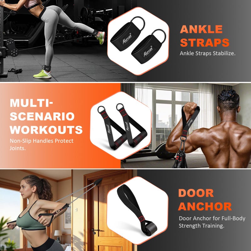 HPYGN Workout Bands, Resistance Bands with Handles, 200lbs Heavy Exercise Bands for Working Out, Tension Bands with Door Anchor, Ankle Straps, for Fitness, Resistance Training, Yoga, Physical Therapy - Image 4