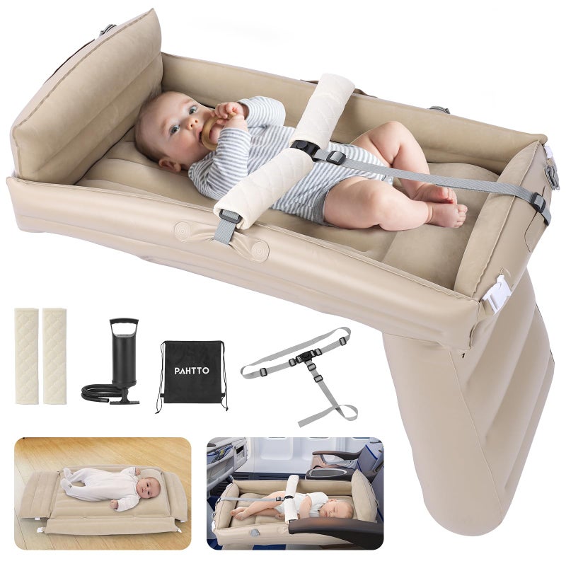 PAHTTO Kids Airplane Bed, Inflatable Plane Seat Extender for Toddler, Kids Travel Bed for Flight with Hand Pump, Toddler Travel Essentials - Image 1