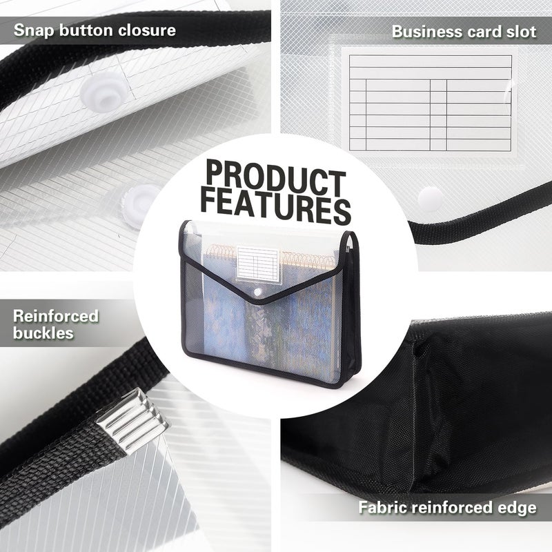 Tamaki Plastic Expanding File Folder, Transparent envelopes with Snap Closure, No Dividers, Large Capacity, Fit Letter/A4 Size (Black) - Image 4