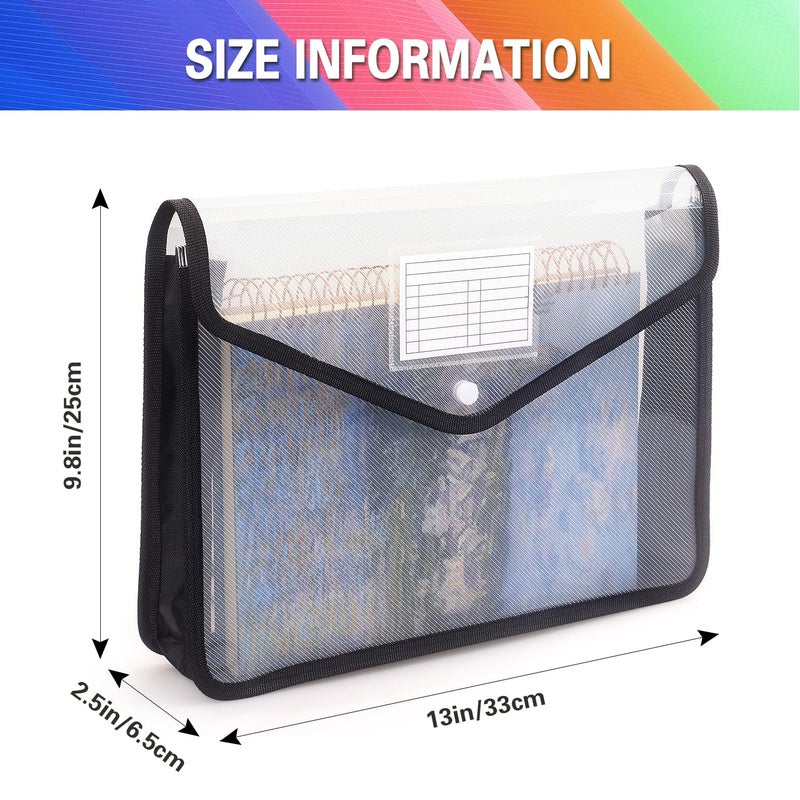 Tamaki Plastic Expanding File Folder, Transparent envelopes with Snap Closure, No Dividers, Large Capacity, Fit Letter/A4 Size (Black) - Image 2