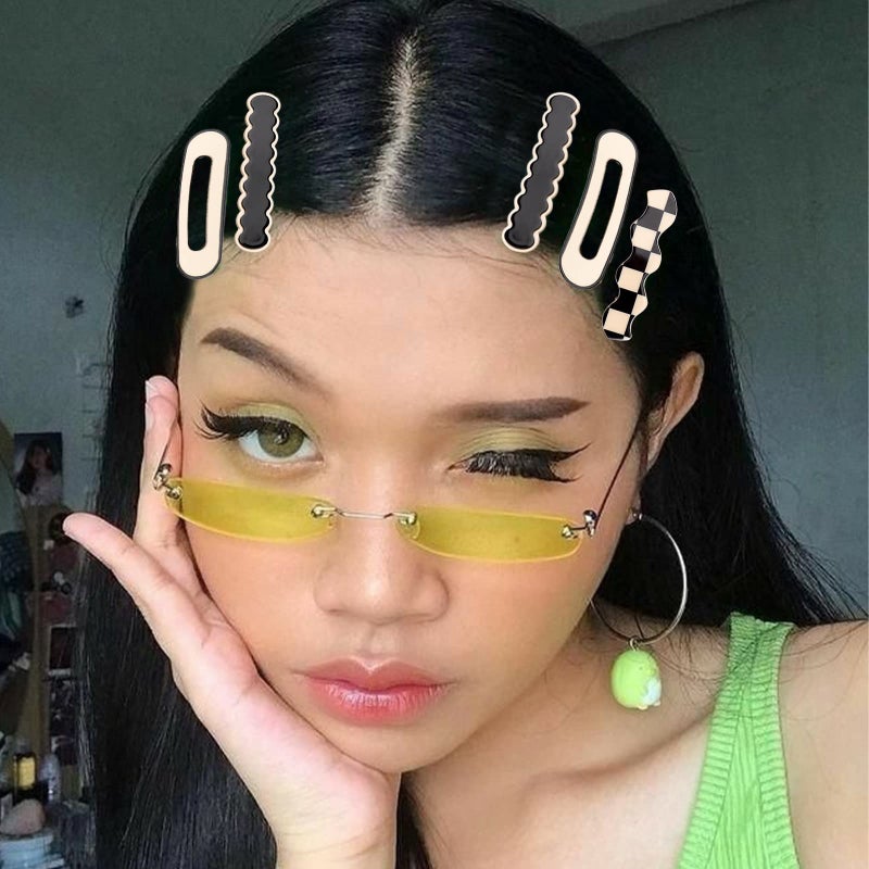 MagicSky 16 PCS Magicsky Simple No Bend Hair Clips, Black White Checker Barrettes, No Crease Wave Geometric Duckbill pins, Korean Styling Minimalist Hairpin Hair Accessories, Gifts for Women Girls - Image 2