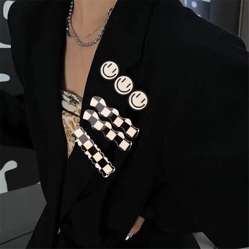 MagicSky 16 PCS Magicsky Simple No Bend Hair Clips, Black White Checker Barrettes, No Crease Wave Geometric Duckbill pins, Korean Styling Minimalist Hairpin Hair Accessories, Gifts for Women Girls - Image 5