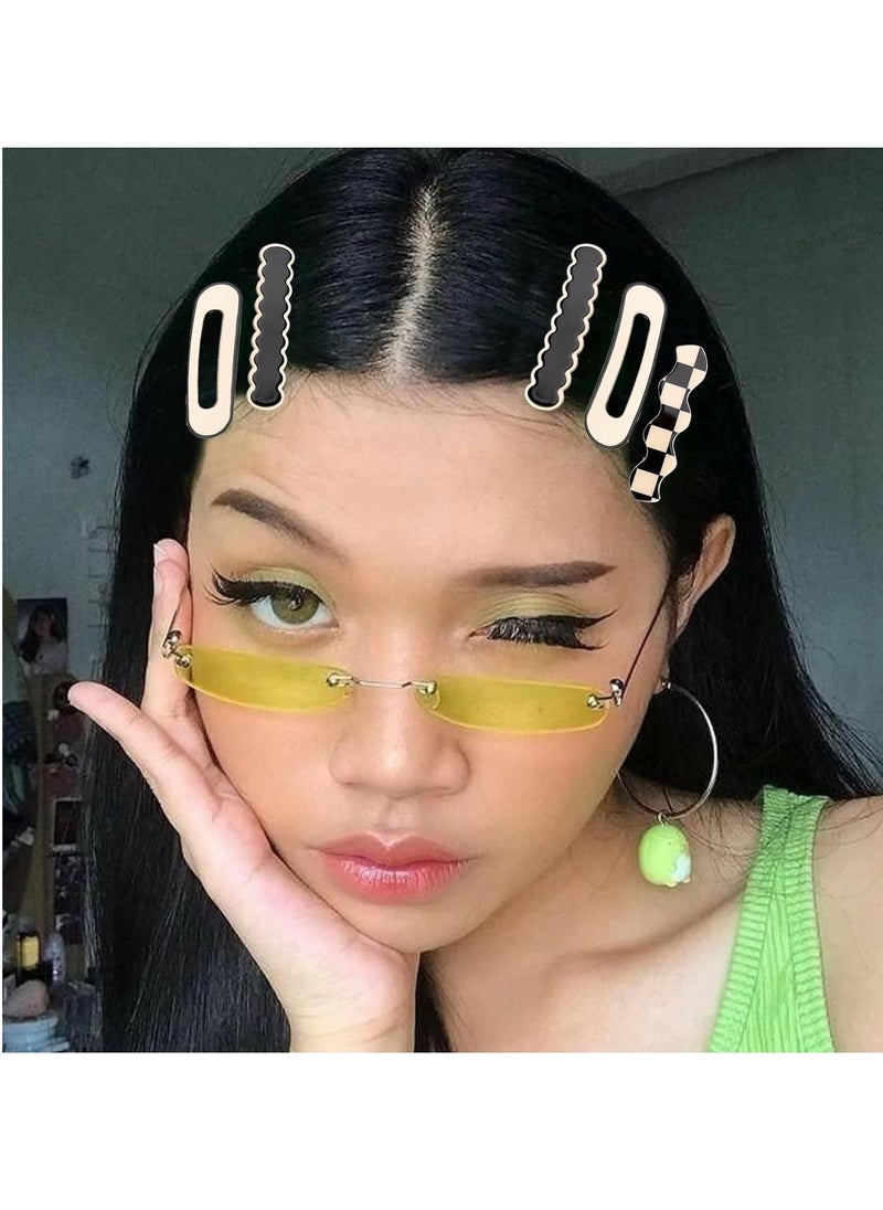 MagicSky - 16 PCS Magicsky Simple No Bend Hair Clips, Black White Checker Barrettes, No Crease Wave Geometric Duckbill pins, Korean Styling Minimalist Hairpin Hair Accessories, Gifts for Women Girls - Image 1