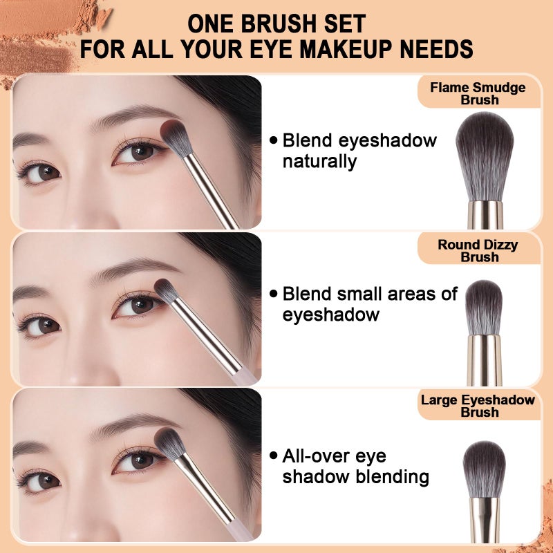 BEAUTYFACTOR Eye Makeup Brush Set, 6Pcs Professional Blending Eyeshadow Makeup Brushes with Synthetic & Wood Handle Angled Eyebrow Brush Cruelty-Free & Vegan for Liquid, Cream, Powder Concealer Brows Eye shadows - Image 4
