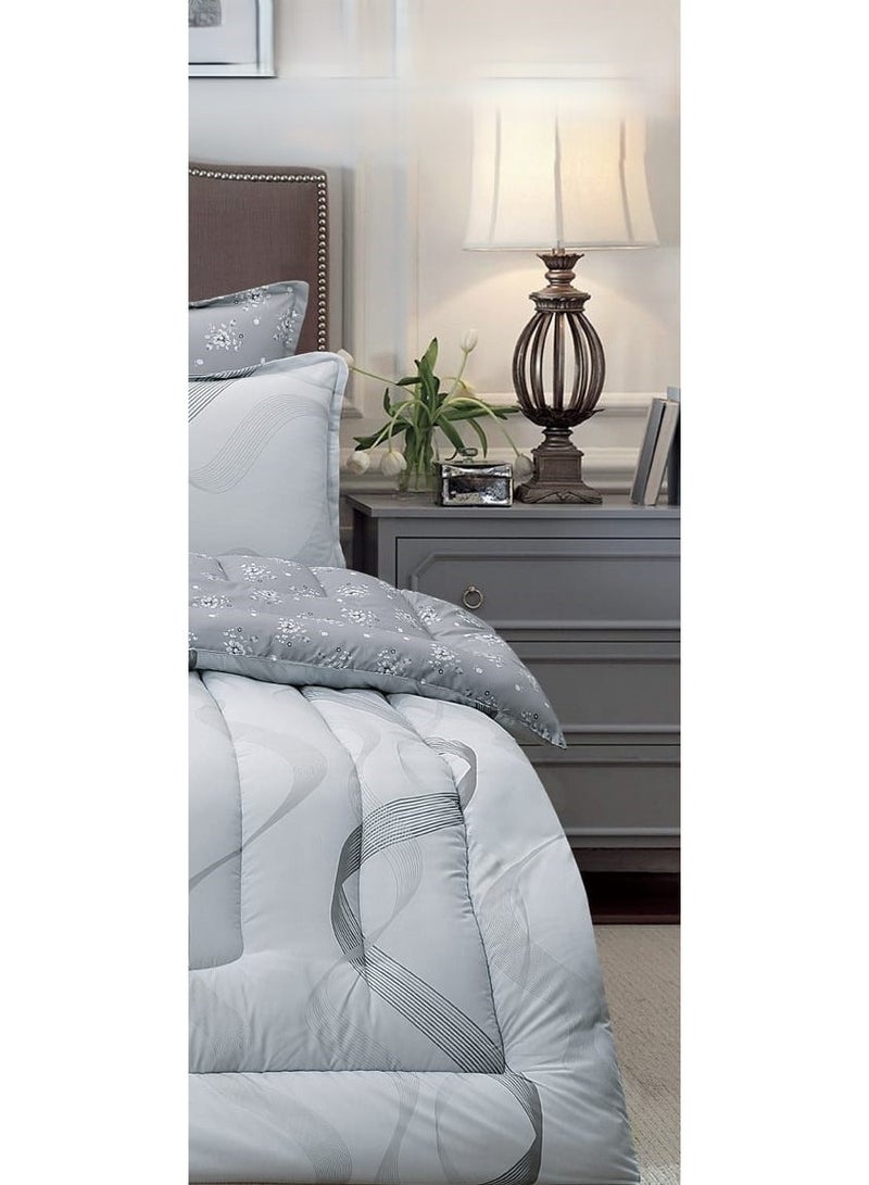 لوفيرا طقم مفرش نفرين ملكي لحاف قماش متين وناعم ونقشة عصرية 8 قطع مقاس 240*260 سم - Image 4