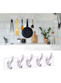 Buffer ® 5-Piece Strong Adhesive Transparent Wall Hanger Bathroom Kitchen Organizer Practical Hanger  - Image 1
