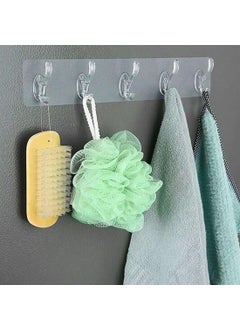 Buffer ® 5-Piece Strong Adhesive Transparent Wall Hanger Bathroom Kitchen Organizer Practical Hanger  - Image 3