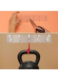 Buffer ® 5-Piece Strong Adhesive Transparent Wall Hanger Bathroom Kitchen Organizer Practical Hanger  - Image 5