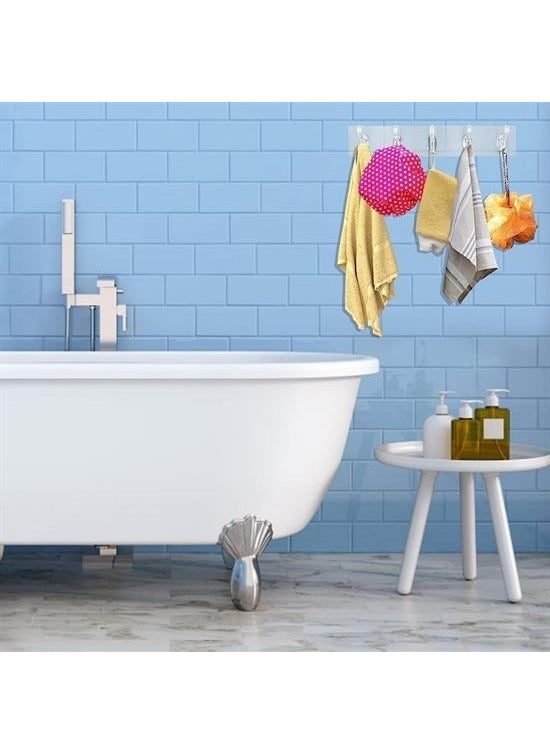 Buffer ® 5-Piece Strong Adhesive Transparent Wall Hanger Bathroom Kitchen Organizer Practical Hanger  - Image 4