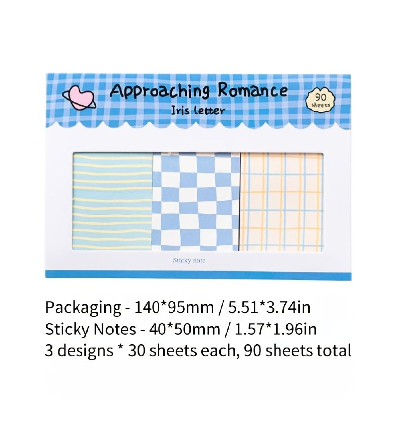 90 Ets New Plaid Combo Sticky Notes For Lotus in the Rain Journal Decoration Office School Supplies - Image 5