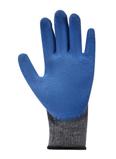 LAWAZIM Gloves - 1 Pair, 70g, Blue - Rubber Palm-Coated Work Gloves with Wrist Protection, Breathable Seamless Knit Cotton Fabric - Ideal for Construction, Mechanics, Warehouse, Industrial, Gardening  - Image 4