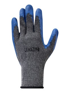 LAWAZIM Gloves - 1 Pair, 70g, Blue - Rubber Palm-Coated Work Gloves with Wrist Protection, Breathable Seamless Knit Cotton Fabric - Ideal for Construction, Mechanics, Warehouse, Industrial, Gardening  - Image 5