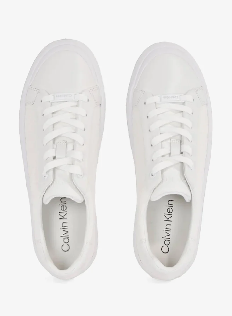 Calvin Klein White Logo Lace-Up Trainers for Women | Best Price UAE