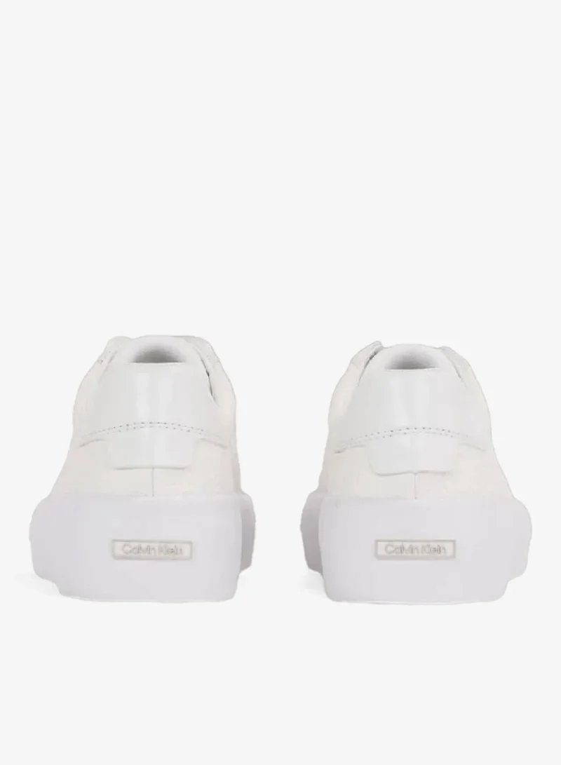 Calvin Klein White Logo Lace-Up Trainers for Women | Best Price UAE