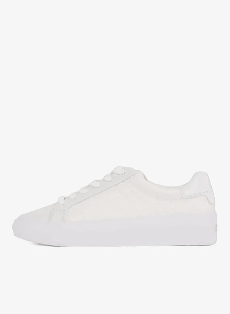 Calvin Klein White Logo Lace-Up Trainers for Women | Best Price UAE