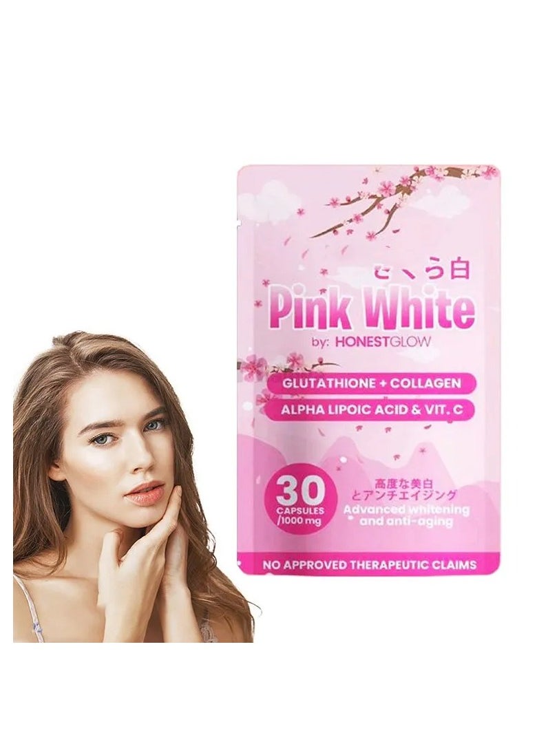 Transformed Skin - Transformed Skin Honest Glow Pink White Glutathione + Collagen 30 Capsule - Image 1