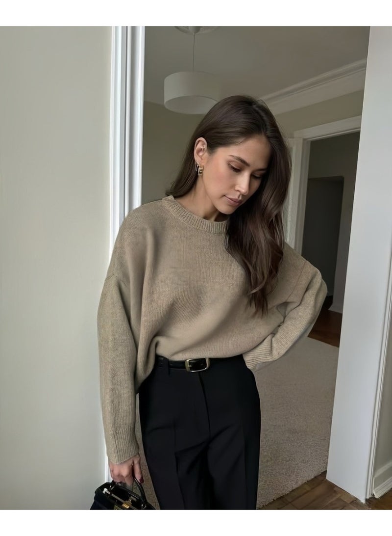 NIBEMINENT Sweater Women O Neck Long Sleeve Knitted Jumpers Solid Casual Loose Pullovers Autumn Winter Female Warm Sweaters - Image 3