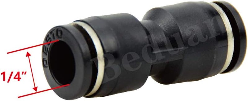 beduan Pneumatic Push to Connect Fitting, 1/4" x 1/4" Tube OD Straight Quick Adapter Air Fitting （Pack of 10） - Image 2