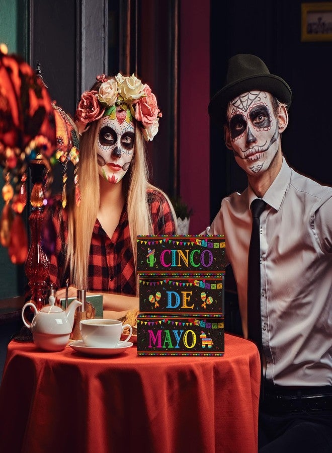 Faccito 3 Pcs Mexican Fiesta Party Decorations Wooden Cinco De Mayo Centerpieces Sombrero Llama Maracas Table Signs Wood Taco Parties Tiered Tray Decor for Fiesta Taco Bar Mexican Decor - Image 5