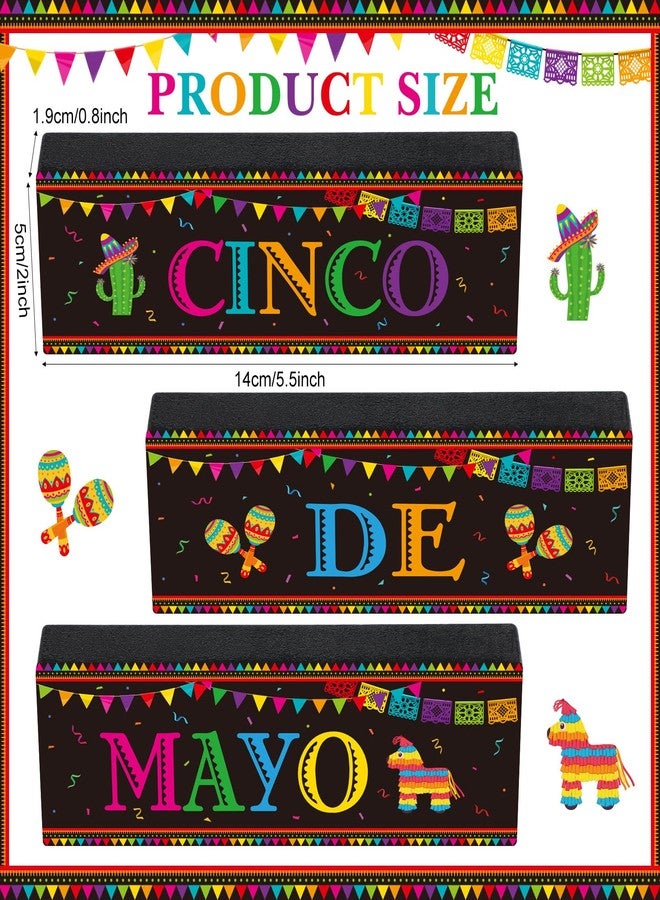 Faccito 3 Pcs Mexican Fiesta Party Decorations Wooden Cinco De Mayo Centerpieces Sombrero Llama Maracas Table Signs Wood Taco Parties Tiered Tray Decor for Fiesta Taco Bar Mexican Decor - Image 2