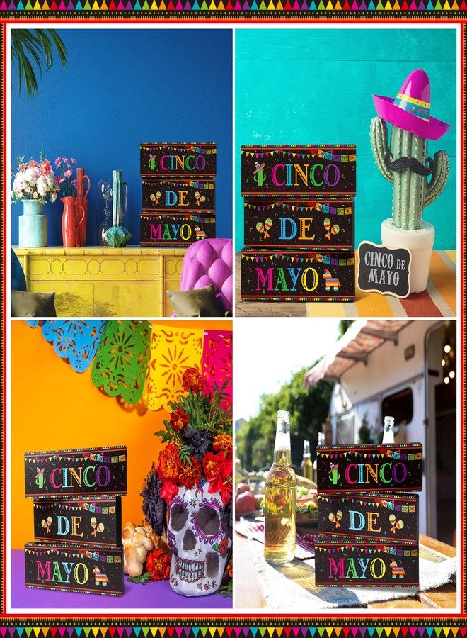 Faccito 3 Pcs Mexican Fiesta Party Decorations Wooden Cinco De Mayo Centerpieces Sombrero Llama Maracas Table Signs Wood Taco Parties Tiered Tray Decor for Fiesta Taco Bar Mexican Decor - Image 4