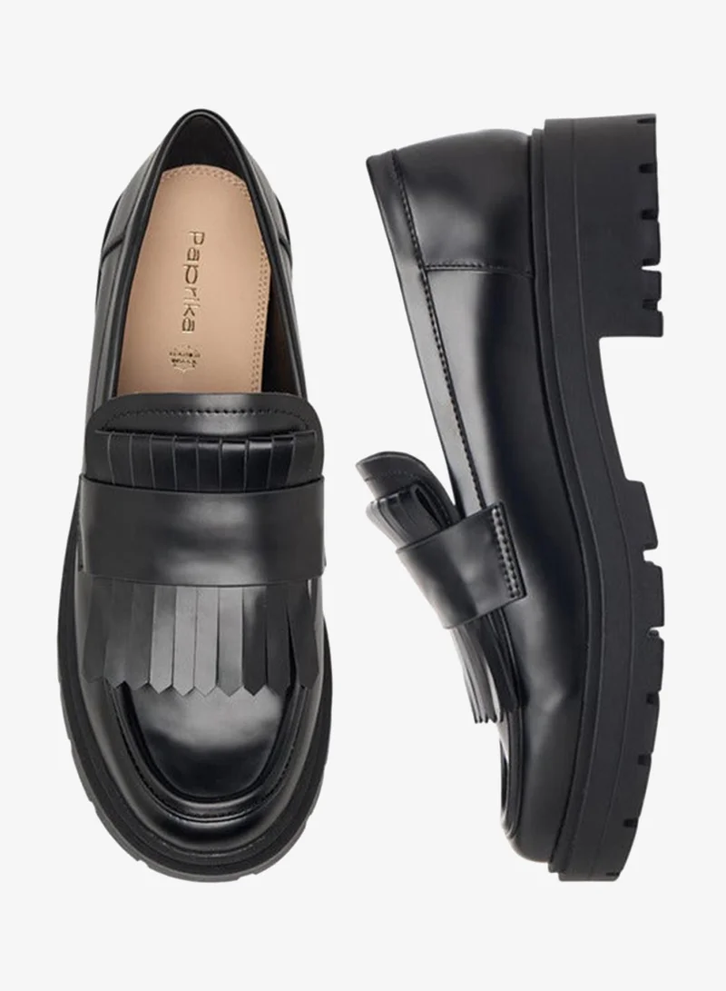 Paprika Fringe Detail Slip-On Loafers