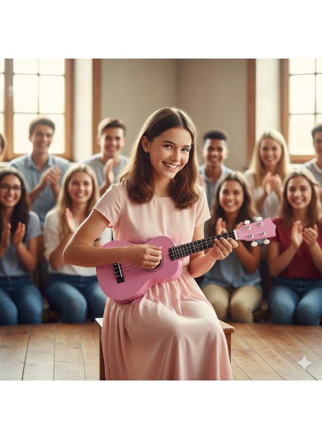 Megarya 21-Inch Concert Ukulele for Beginners & Kids | Mahogany Wood Hawaii Style Ukulele |Pink Finish - Image 2