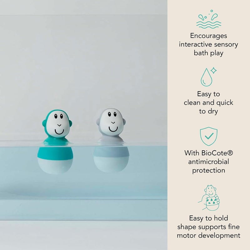 MATCHSTICK MONKEY , Bathtime Wobblers, Antimicrobial Baby Bath Toy, Easy To Grip, Sensory Learning - 2 Wobblers, 12 Months Old+, Grey and Green - Image 4