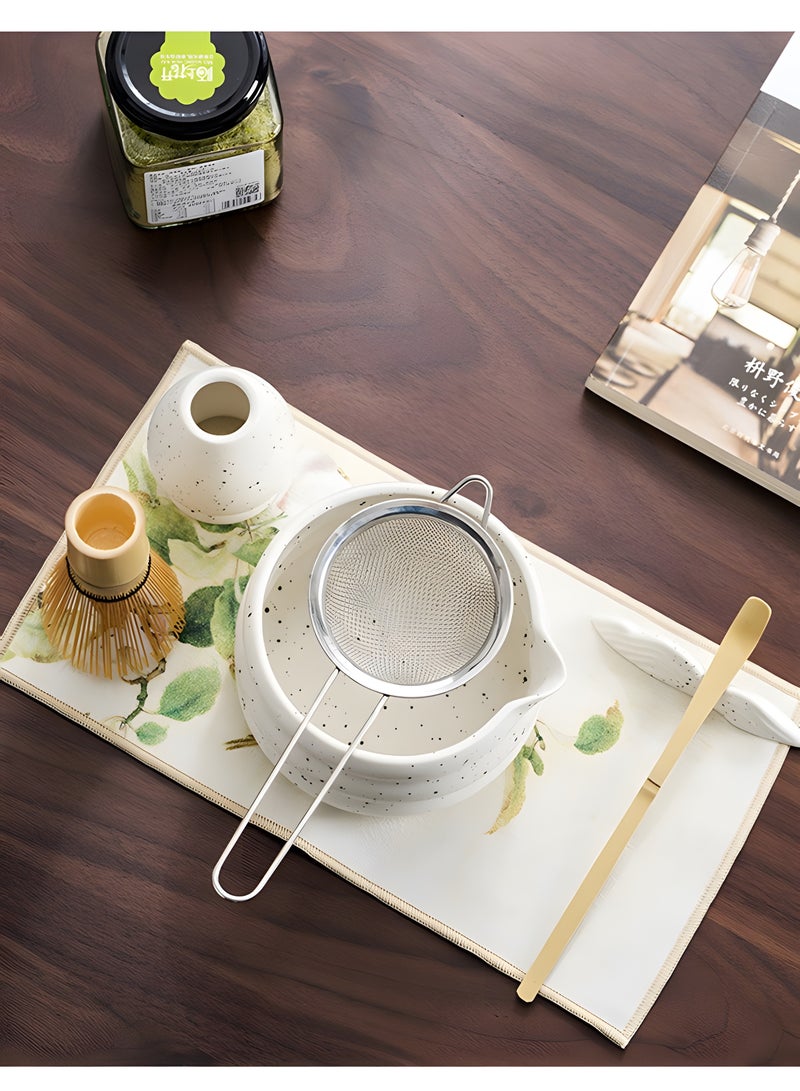 7PCS Matcha Whisk Set Matcha Green Tea kit with a Matcha Whisk Matcha Whisk Holder Matcha spoon Matcha spoon Holder Matcha Bowl  Matcha Bowl Strainer Matcha Placemat for Matcha Ceremonial Japan Matcha kit Matcha Tools Gift Box Set - Image 2