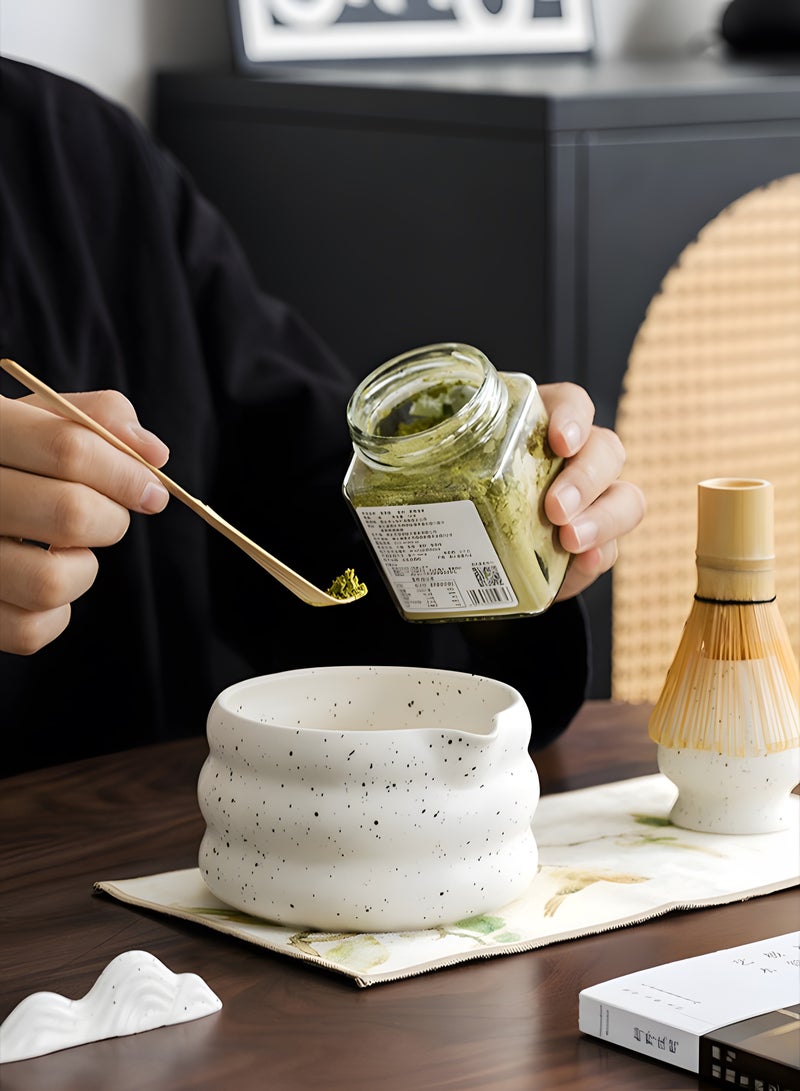 7PCS Matcha Whisk Set Matcha Green Tea kit with a Matcha Whisk Matcha Whisk Holder Matcha spoon Matcha spoon Holder Matcha Bowl  Matcha Bowl Strainer Matcha Placemat for Matcha Ceremonial Japan Matcha kit Matcha Tools Gift Box Set - Image 3