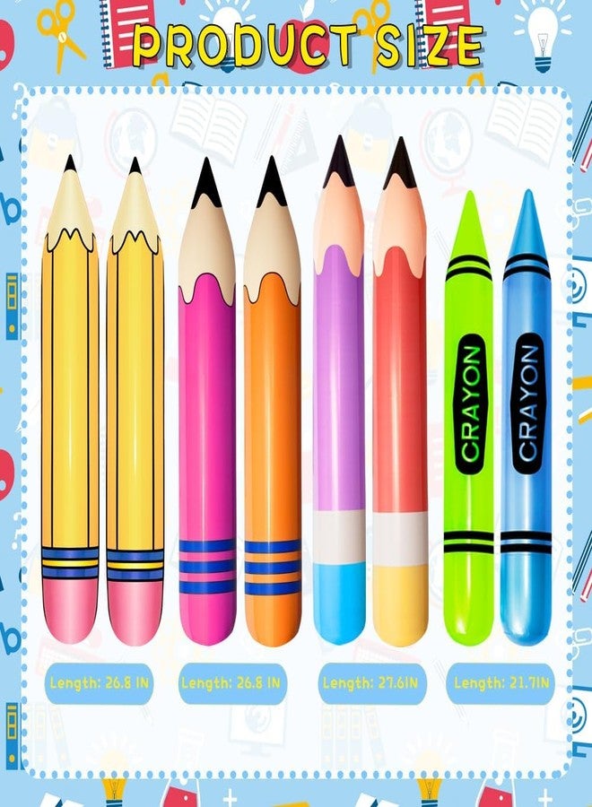 Denylo pro 8 Pieces Inflatable Pencil Crayon Balloon Combo Set Rich Colours Back to School Party School Decoration for Classroom Playground Indoor Outdoor Birthday Party Decoration - Image 2