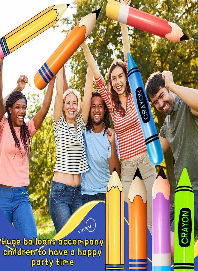 Denylo pro 8 Pieces Inflatable Pencil Crayon Balloon Combo Set Rich Colours Back to School Party School Decoration for Classroom Playground Indoor Outdoor Birthday Party Decoration - Image 4