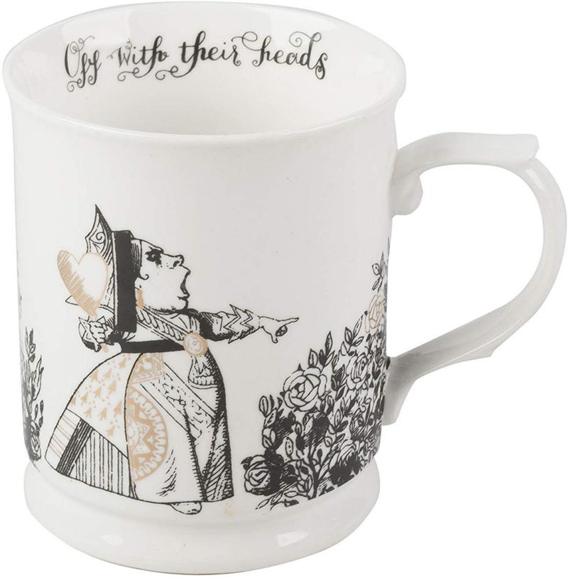 VA Alice in Wonderland Mug with Queen of Hearts Design in Gift Box Fine China White 400 ml - Image 1