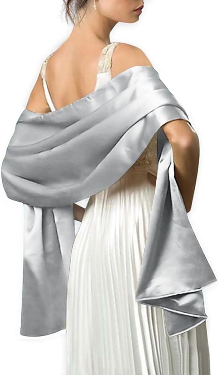 MLMW Shawls and Wraps for Evening Dresses Satin Shawl Wraps for Women Extra Long Wedding Shawls for Bridal Party - Image 2