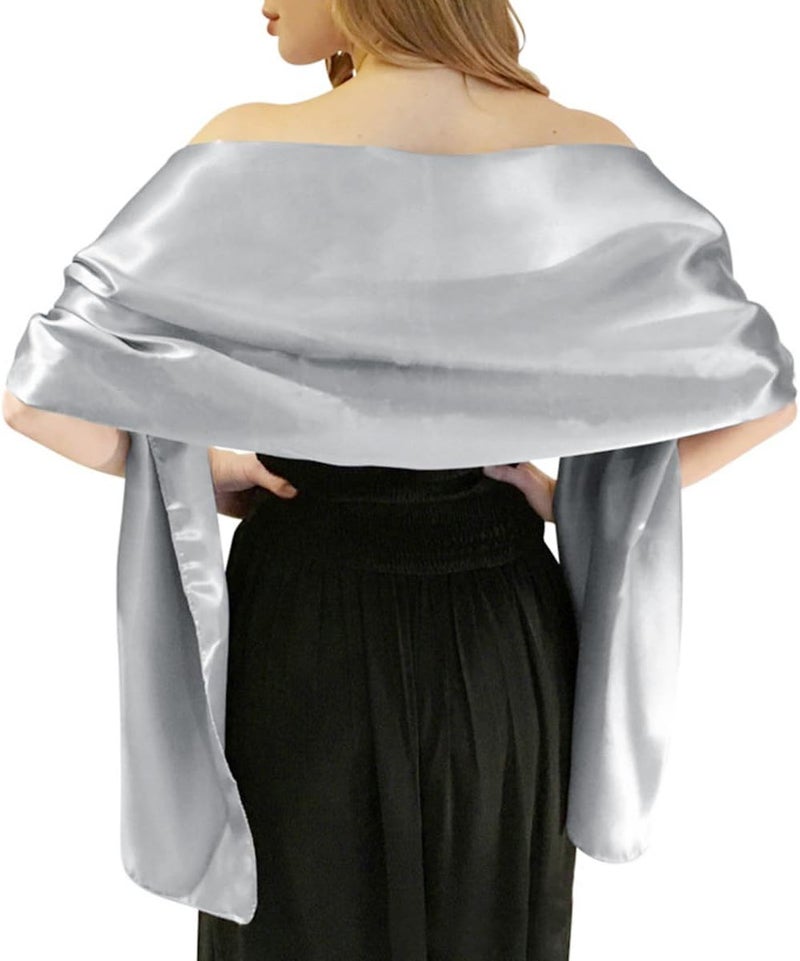 MLMW Shawls and Wraps for Evening Dresses Satin Shawl Wraps for Women Extra Long Wedding Shawls for Bridal Party - Image 1