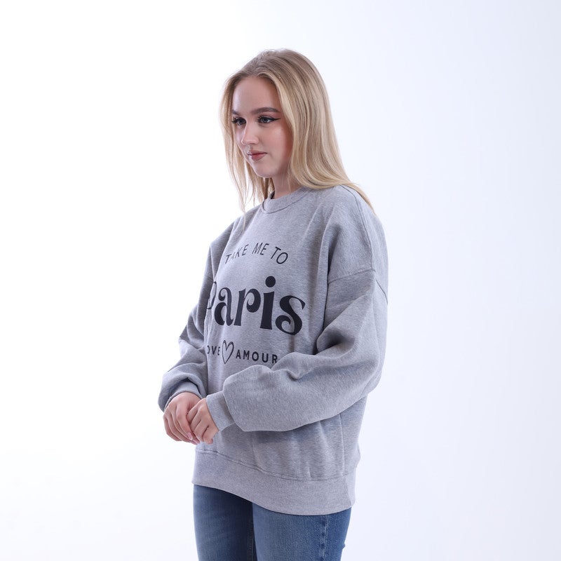 بيبو سويت شيرت نسائي  مطبوع_رمادي - Image 2