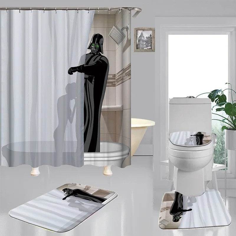 Y&D Hookless 3D  Printing Waterproof Bathroom Shower Curtains and Bath Rug Set - Image 5