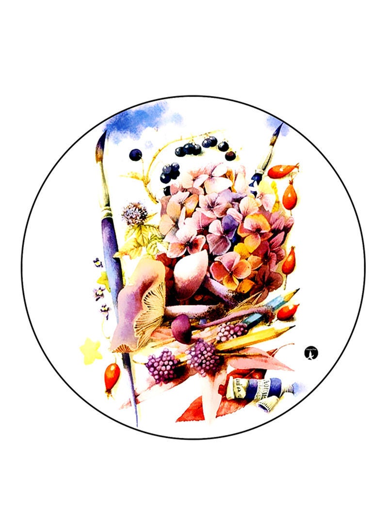 RKN Flowers Printed Mouse Pad  Round  Multicolour