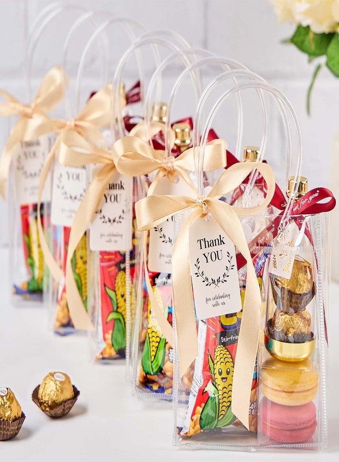 Mauproy 50 Pack Clear Plastic Gift Bags with Handles, Party Favor Bags with Ribbons and Tags, Reusable Goodie Bags Tote Bags for Wedding Birthday Baby Shower (5.9" x 4.9" x 2.8") - Image 5
