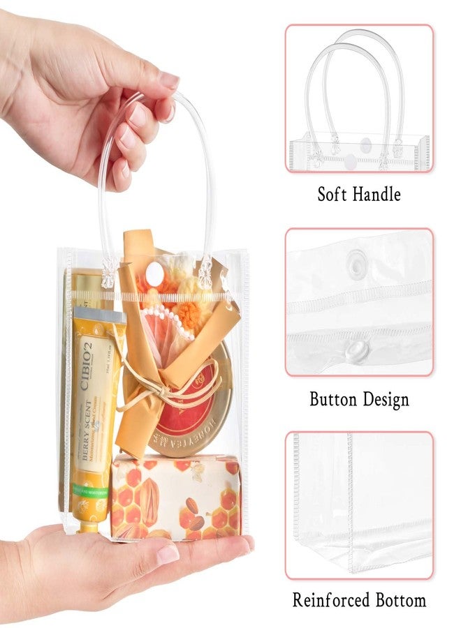 Mauproy 50 Pack Clear Plastic Gift Bags with Handles, Party Favor Bags with Ribbons and Tags, Reusable Goodie Bags Tote Bags for Wedding Birthday Baby Shower (5.9" x 4.9" x 2.8") - Image 3