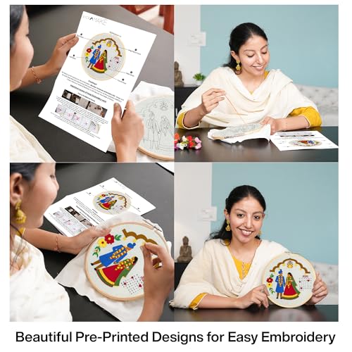 picknMAKE DIY Hand Embroidery Kit for Beginners & Adults | Wedding Calendar Kit with Printed Fabric, Frame, Threads & Tools | Unique Embroidery Kit for Gifts & Keepsake – All Supplies Included - Image 3