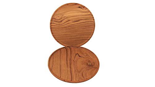 ANDALUCA Set of Two 13" Teak Wood Round Charger Plates for Staging, Dining, Décor, Kitchen (Set of 2 Plates) - Image 3