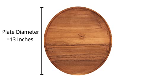 ANDALUCA Set of Two 13" Teak Wood Round Charger Plates for Staging, Dining, Décor, Kitchen (Set of 2 Plates) - Image 2